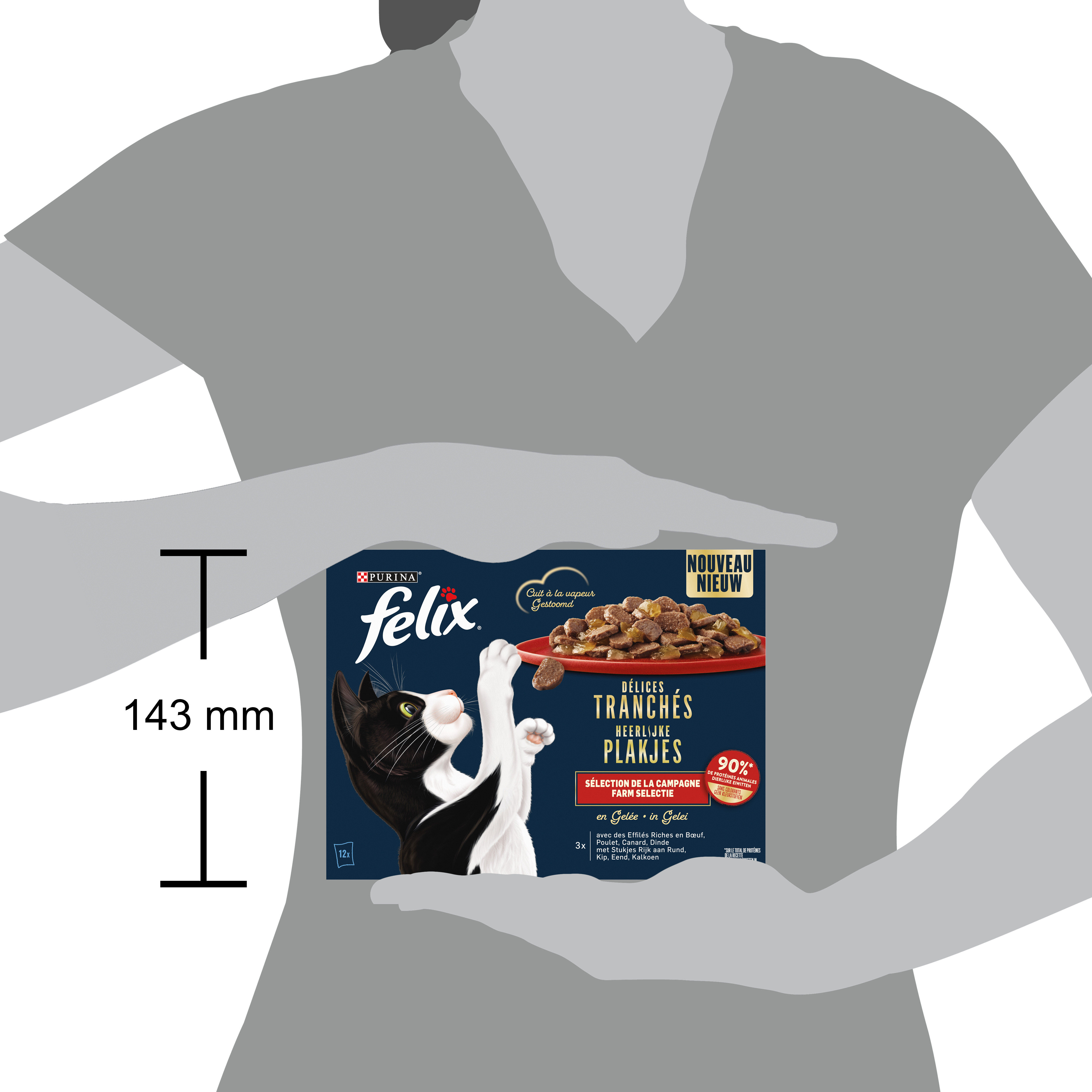 FELIX - Sachets Fra&icirc;cheur D&eacute;lices Tranch&eacute;s en Gel&eacute;e S&eacute;lection Campagne pour chats adultes - 12x80g Image num&eacute;ro 4