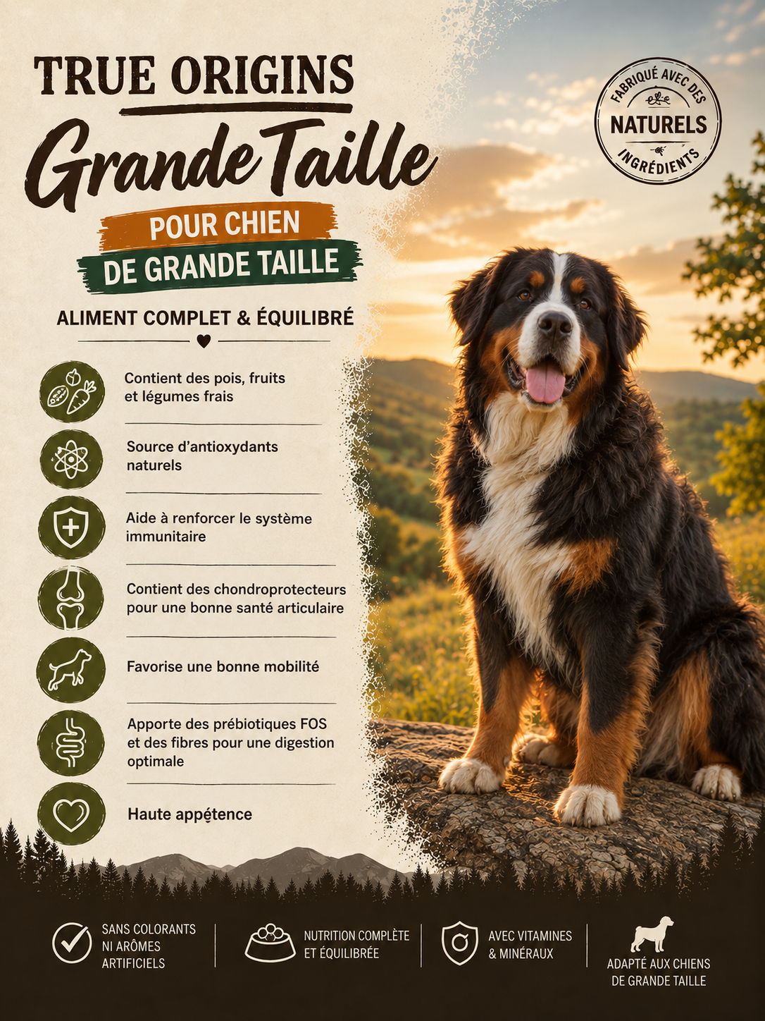 True Origins Pure - Croquettes Poulet et Pois Sans C&eacute;r&eacute;ales pour Chien Adulte de grande race - 12kg Image num&eacute;ro 2