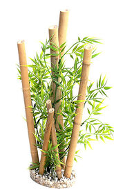 Tyrol - Décoration Bambou Plantes + support pour Aquarium - 38cm