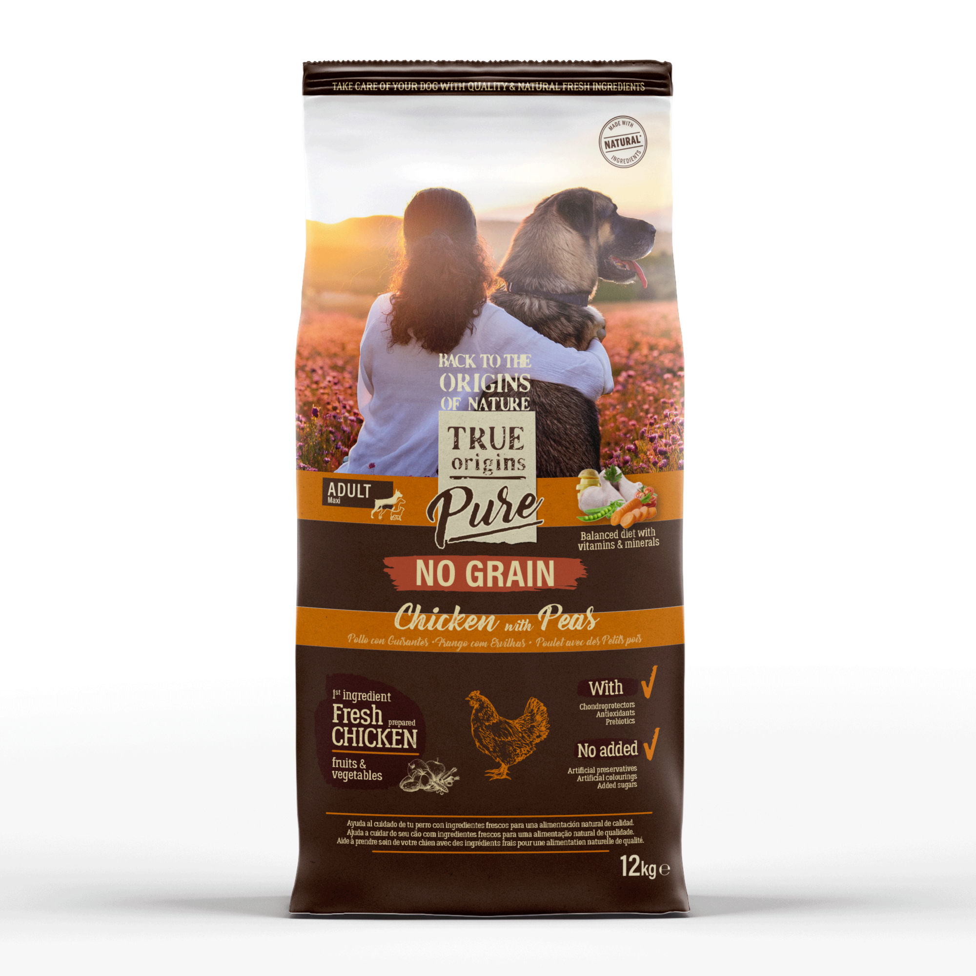 True Origins Pure - Croquettes Poulet et Pois Sans C&eacute;r&eacute;ales pour Chien Adulte de grande race - 12kg Image num&eacute;ro 1