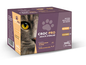 Croc Pro - Bouchées en Sauce pour Chats Adultes Stérilisés - 12x100g