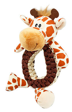 Animalis - Jouet Peluche et Corde Anneau Tressée Girafe pour Chien - 32cm