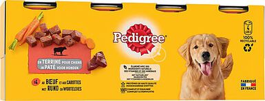 Pedigree - Boîtes en Terrine au Bœuf et Carottes pour Chien - 4x400g