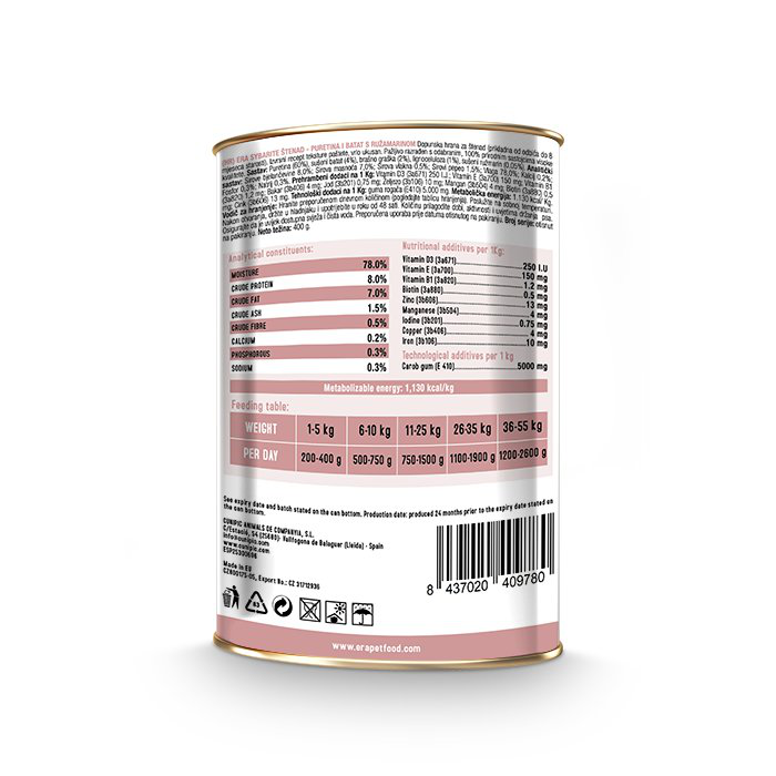 Era - P&acirc;t&eacute;e Sybarite Dinde et Patate Douce pour Chiots - 400g Image num&eacute;ro 2