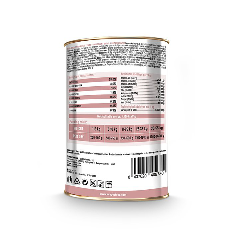 Era - Pâtée Sybarite Dinde et Patate Douce pour Chiots - 400g Image numéro 2 Era - Pâtée Sybarite Dinde et Patate Douce pour Chiots - 400g Image numéro 2