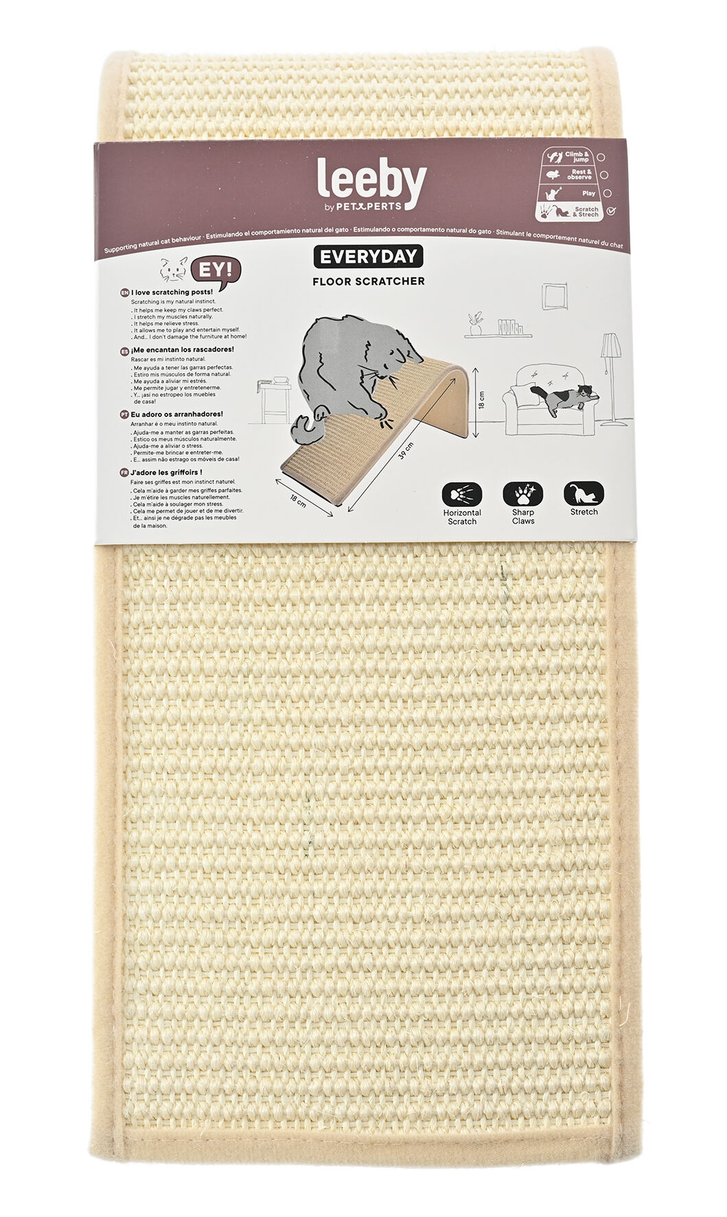 Leeby - Griffoir Oblique Beige pour Chats - 39x18x18cm Image num&eacute;ro 4