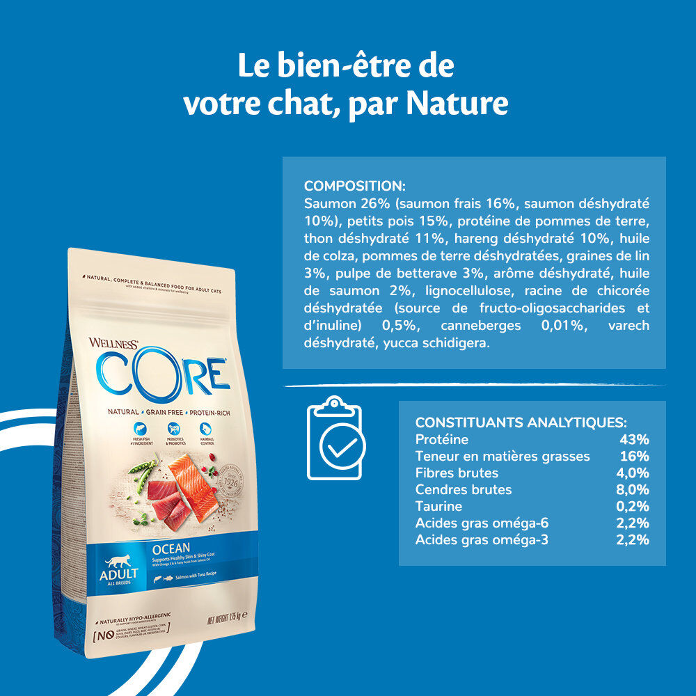 Wellness CORE - Croquettes Oc&eacute;an Saumon et Thon pour Chat - 1,75Kg Image num&eacute;ro 3