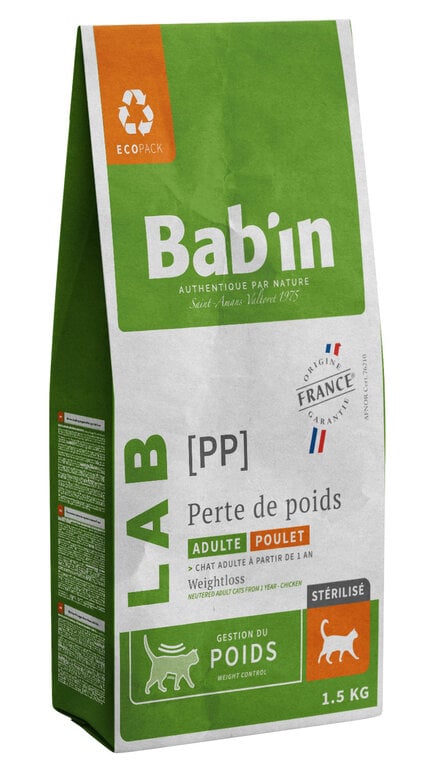 Bab'in - Croquettes Vétérinaires LAB Perte de Poids pour Chats - 1,5Kg Image numéro 1 Bab'in - Croquettes Vétérinaires LAB Perte de Poids pour Chats - 1,5Kg Image numéro 1