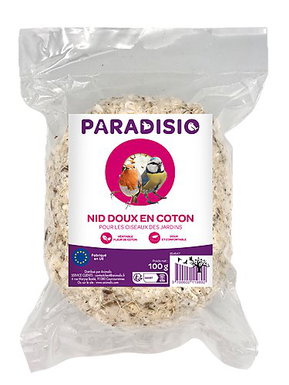 Paradisio - Nid Coton en Filet pour Oiseaux des Jardins - 100g