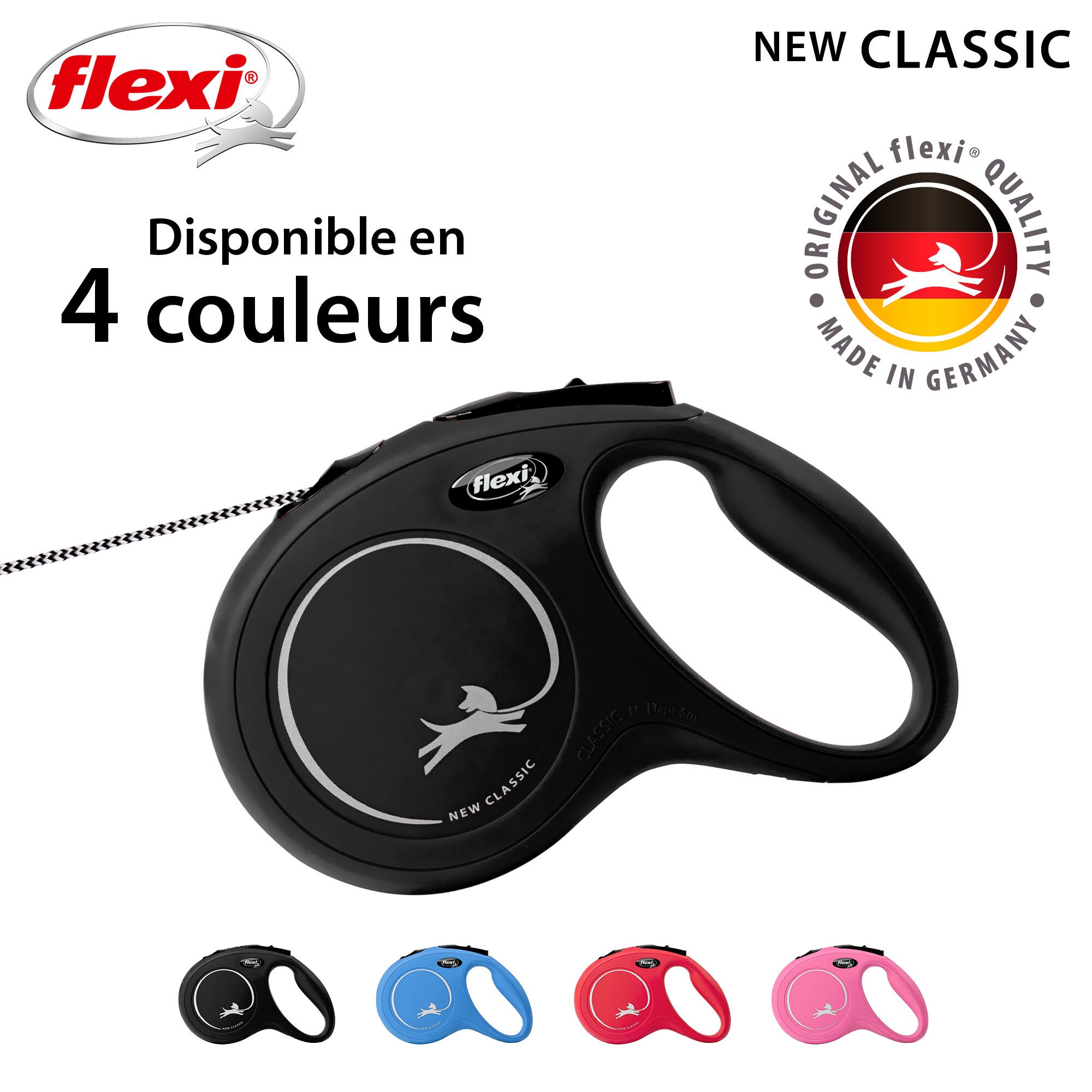 Flexi - Laisse Classic avec Cordon Noir pour Chien - M 8m Image num&eacute;ro 6