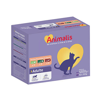 Animalis - Bouchées en Sauce aux Viandes pour Chat - 12x100g
