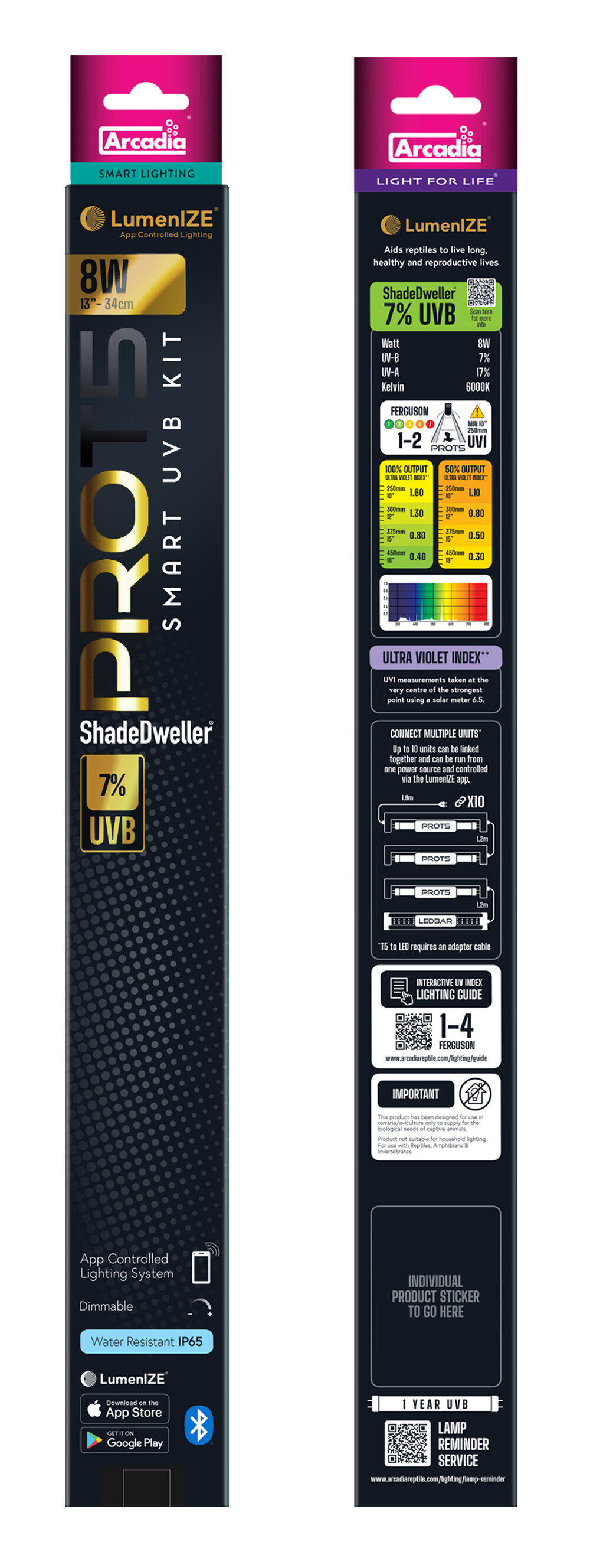 Arcadia - Luminaire Pro T5 Uvb Kit Shadedweller 7% Uvb 8 Watt - R&eacute;ptiles Image num&eacute;ro 1