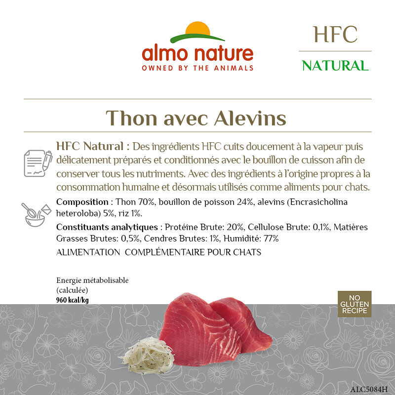 Almo Nature - P&acirc;t&eacute;e en Bo&icirc;te HFC Natural Thon avec Alevins pour Chat - 70g Image num&eacute;ro 3