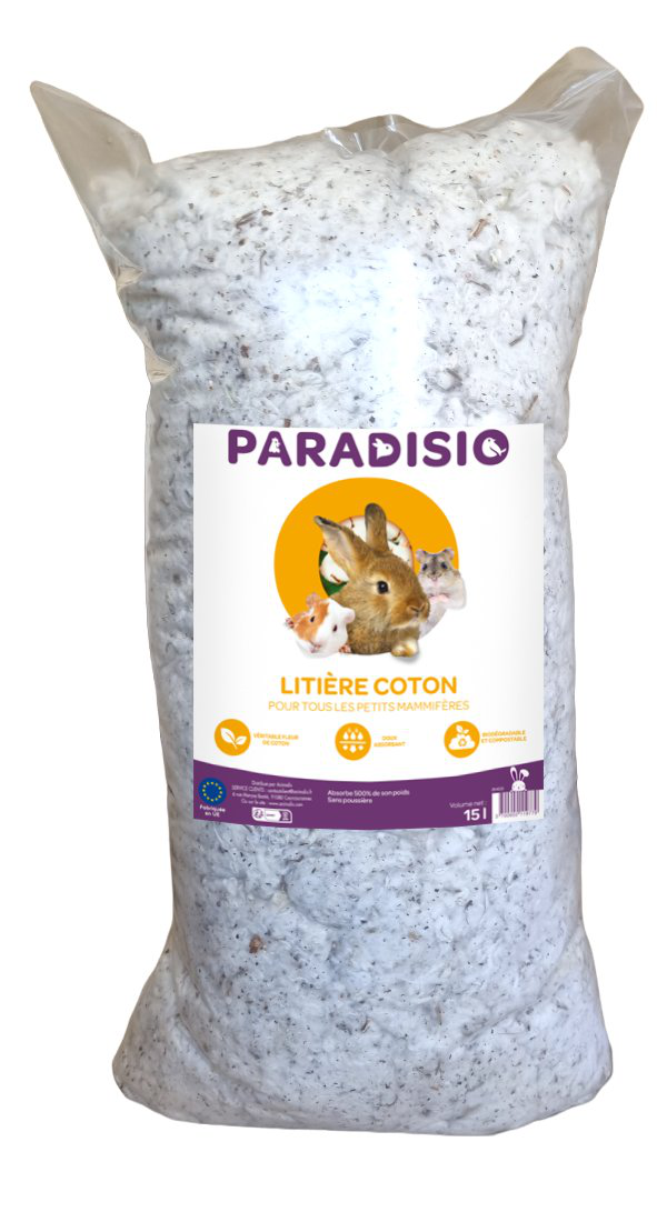 Paradisio - Liti&egrave;re en Coton pour Rongeurs - 15L Image num&eacute;ro 1