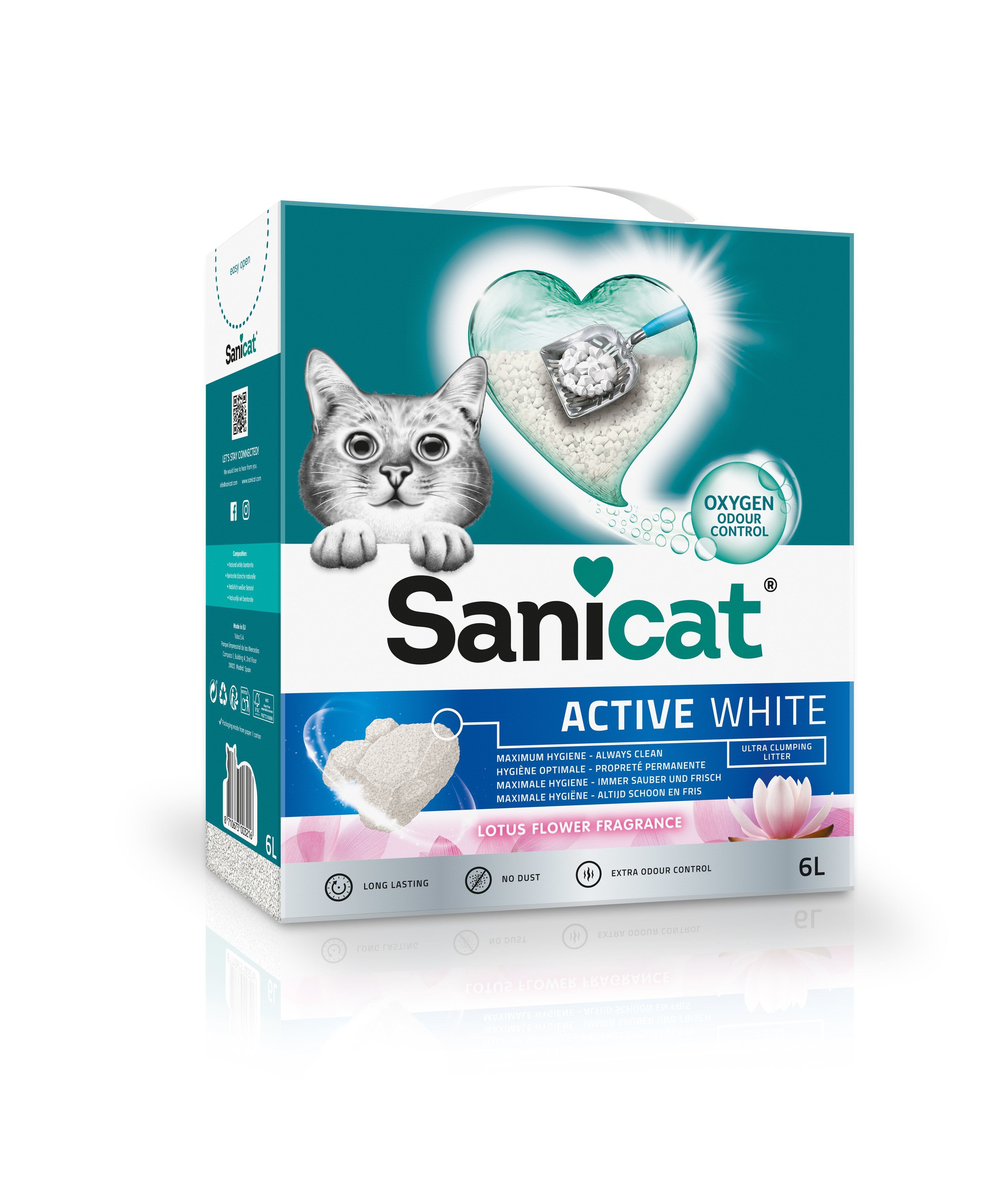 Sanicat - Liti&egrave;re Active White Ultra Agglomerante Enrichie &agrave; l'Oxygene Actif pour Chat - 6L Image num&eacute;ro 1
