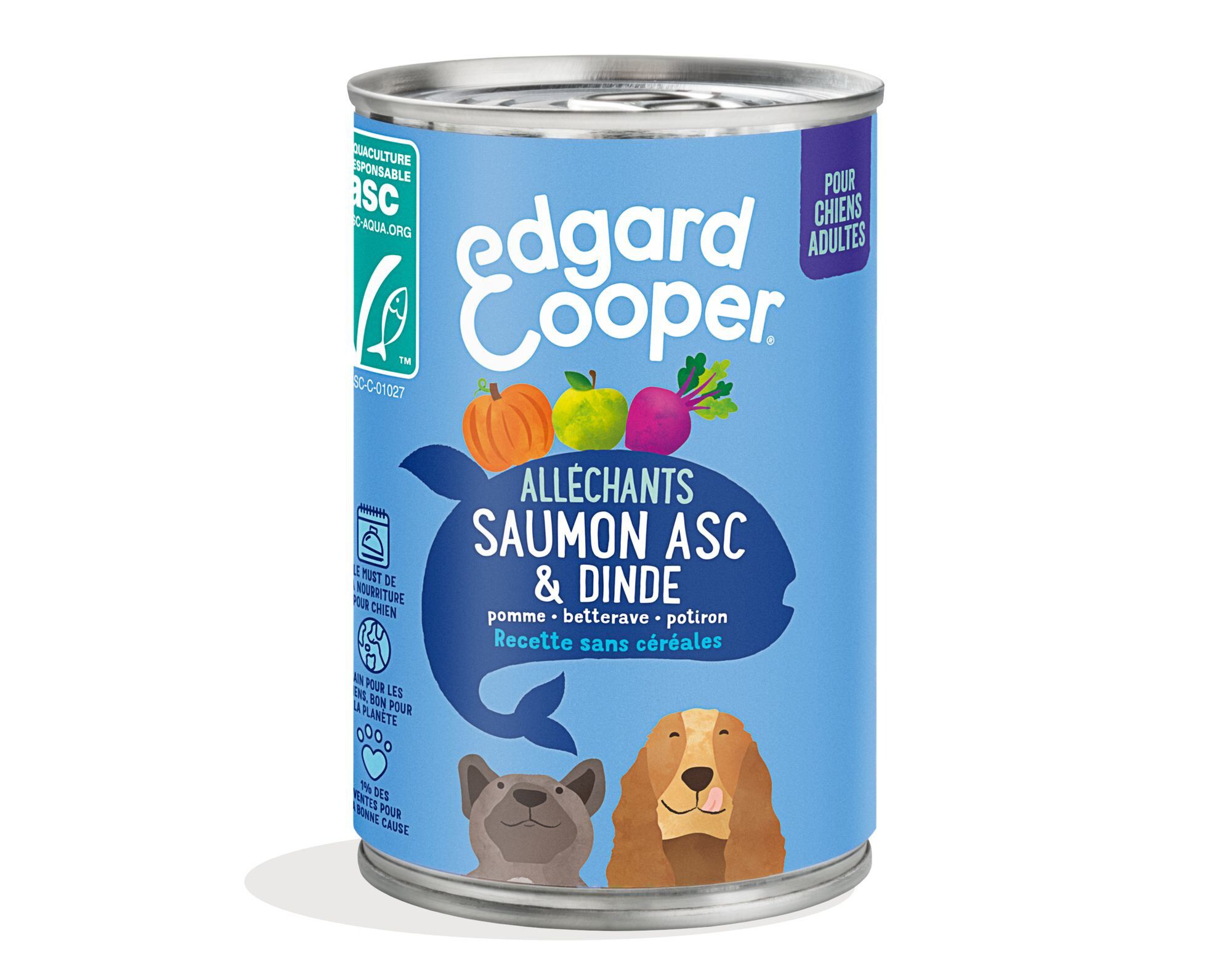 Edgard & Cooper - Boite sans C&eacute;r&eacute;ales Saumon et Dinde pour Chien Adulte - 400g Image num&eacute;ro 1