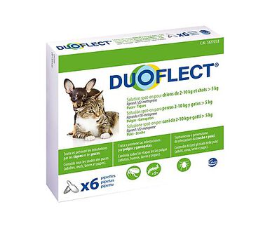 Duoflect - Pipettes Antiparasitaire de 2 à 10Kg pour Chien et Chat - x6