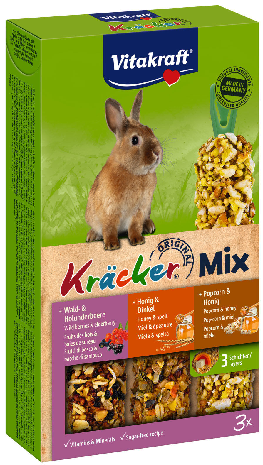 Vitakraft - Friandises Kr&auml;cker au Miel et Pop-corn pour Lapins Nains - x3 Image num&eacute;ro 1