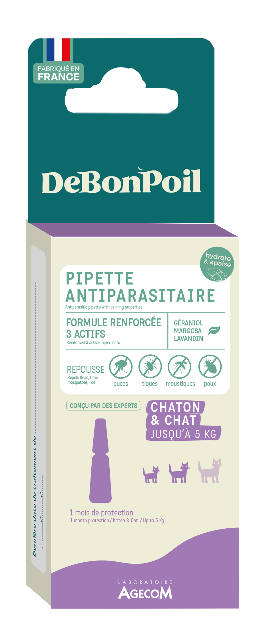 DeBonPoil - Pipette Antiparasitaire et Apaisante pour Chat et Chaton - x1 Image num&eacute;ro 1