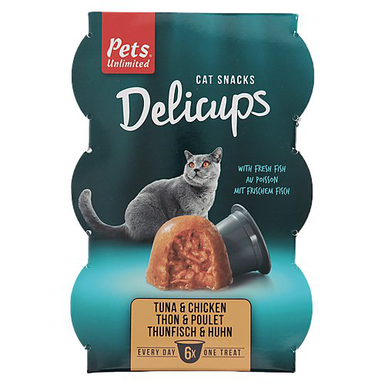 Pets Unlimited - Friandises Delicups au Thon et Poulet pour Chat - 6x22g