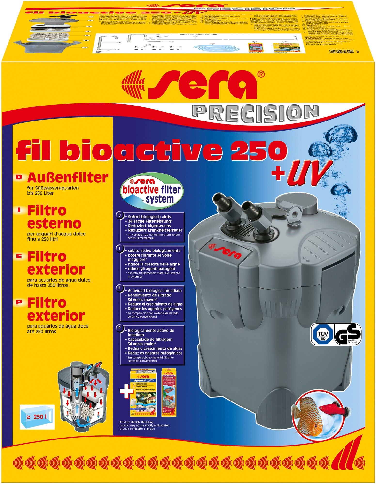 Sera - Filtre Ext&eacute;rieur Fil Bioactive 250 UV jusqu'&agrave; 250L pour Aquarium d'Eau Douce Image num&eacute;ro 1