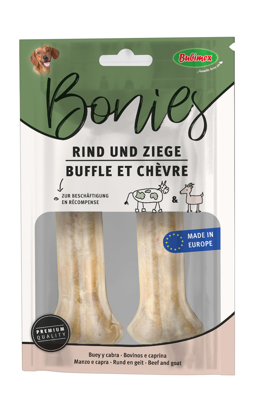 Bubimex - Friandises Os &agrave; M&acirc;cher Fourr&eacute;s &agrave; la Ch&egrave;vre - x2 Image num&eacute;ro 1