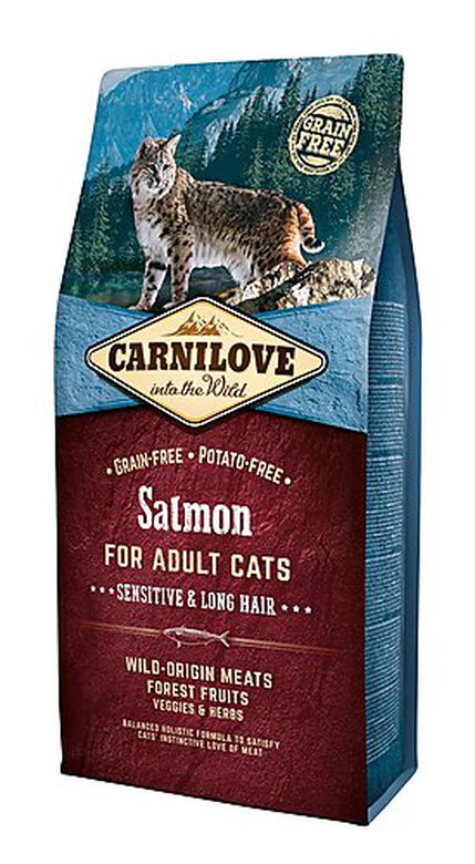 Carnilove - Croquettes Sensitive Long Hair Saumon pour Chat - 6Kg image number null