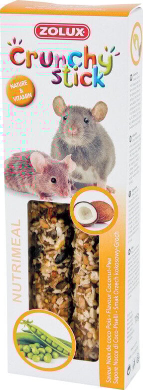 Zolux - Friandises Crunchy Stick Noix de Coco et Petits Pois pour Rat et Souris - 115g Image numéro 1 Zolux - Friandises Crunchy Stick Noix de Coco et Petits Pois pour Rat et Souris - 115g Image numéro 1