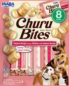 Inaba - Friandises Churu Bites Recette au Poulet et Saumon pour Chiens - 8x12g