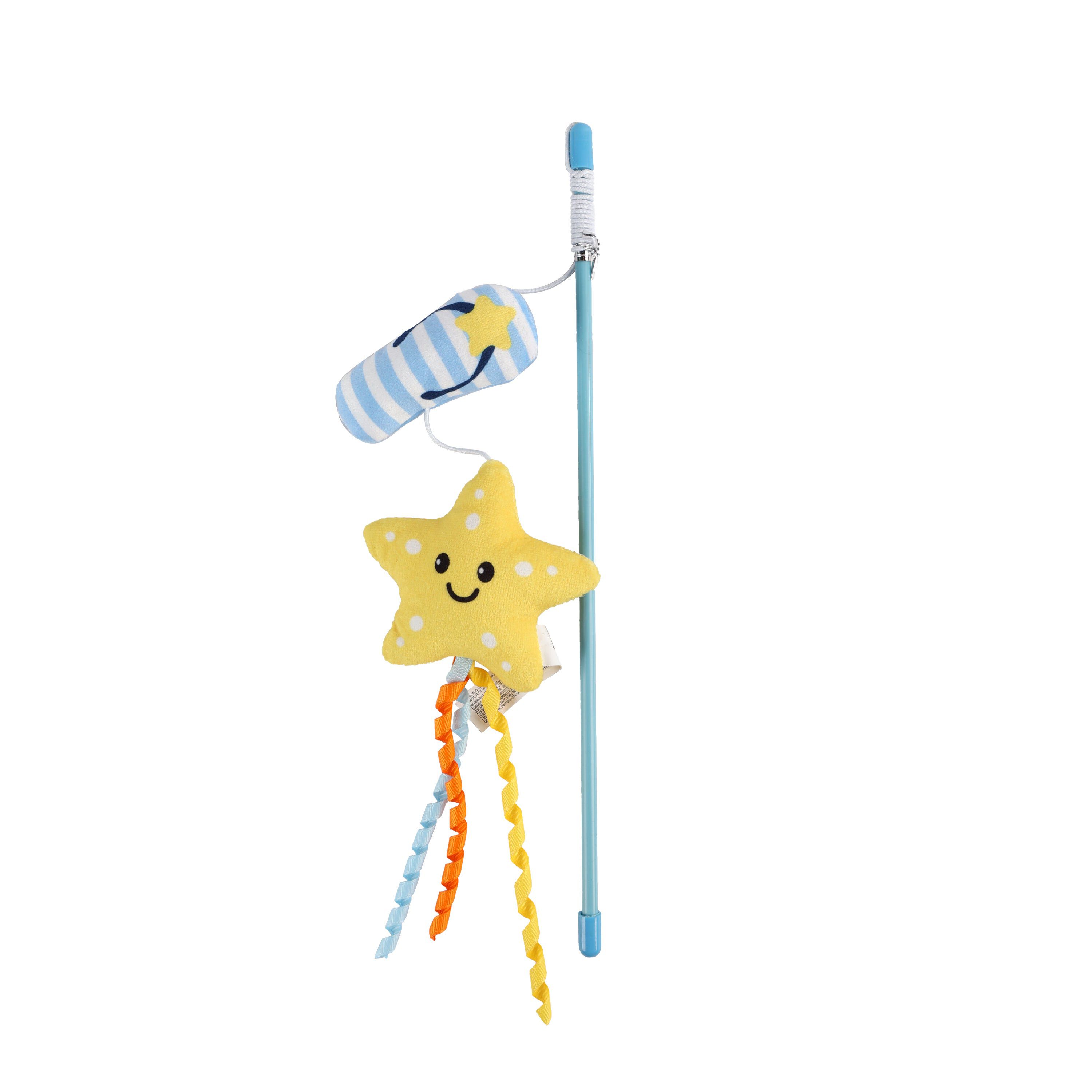 Summer Vibes - Canne &agrave; P&ecirc;che avec Tong et Etoile de Mer pour Chats - 30cm Image num&eacute;ro 2