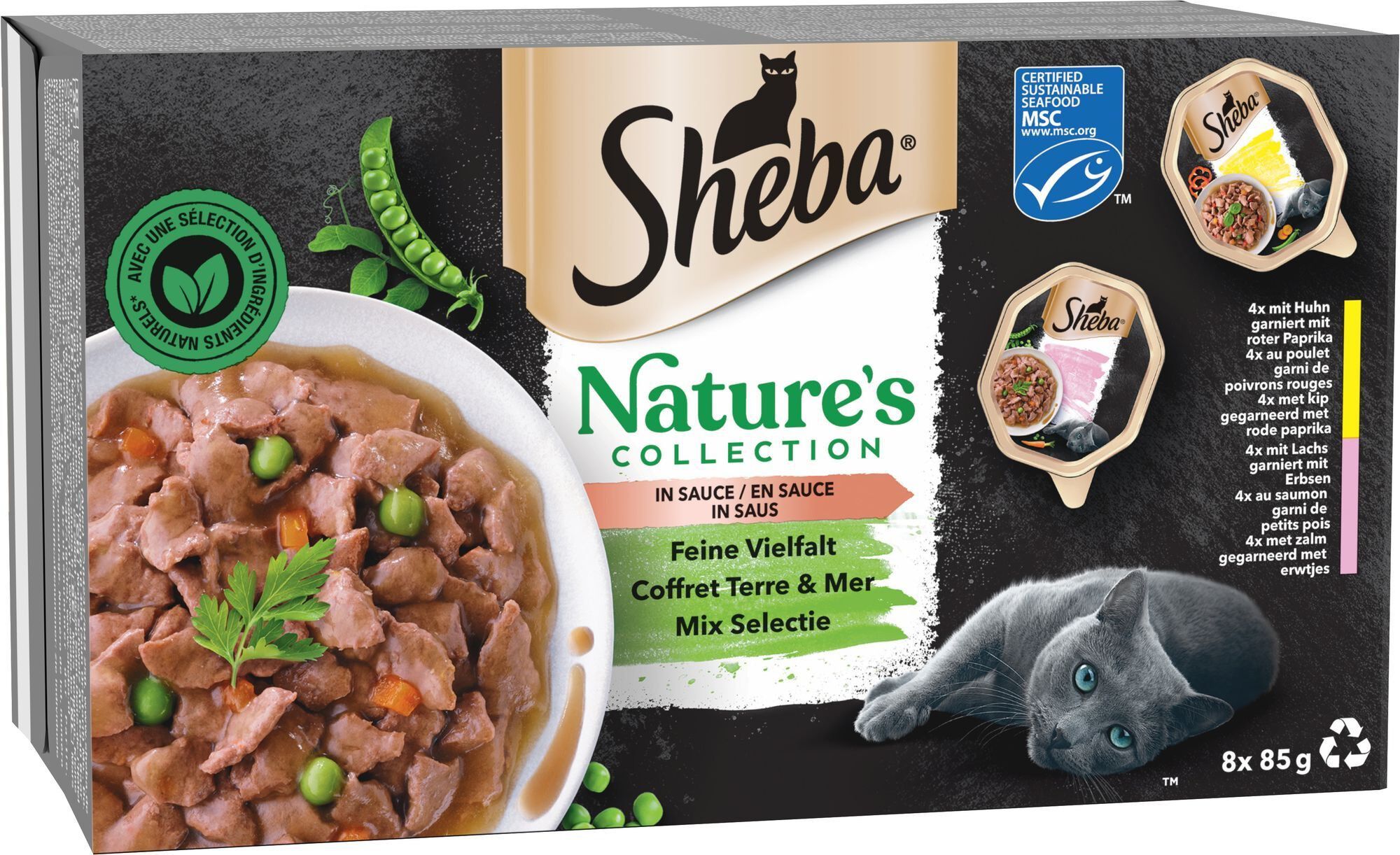 Sheba - Repas Nature's Terre et Mer en Sauce pour Chat Adulte - 8x85g Image num&eacute;ro 1