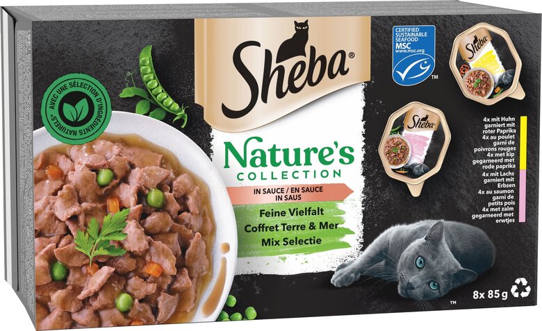 Sheba - Repas Nature's Terre et Mer en Sauce pour Chat Adulte - 8x85g Image numéro 1 Sheba - Repas Nature's Terre et Mer en Sauce pour Chat Adulte - 8x85g Image numéro 1