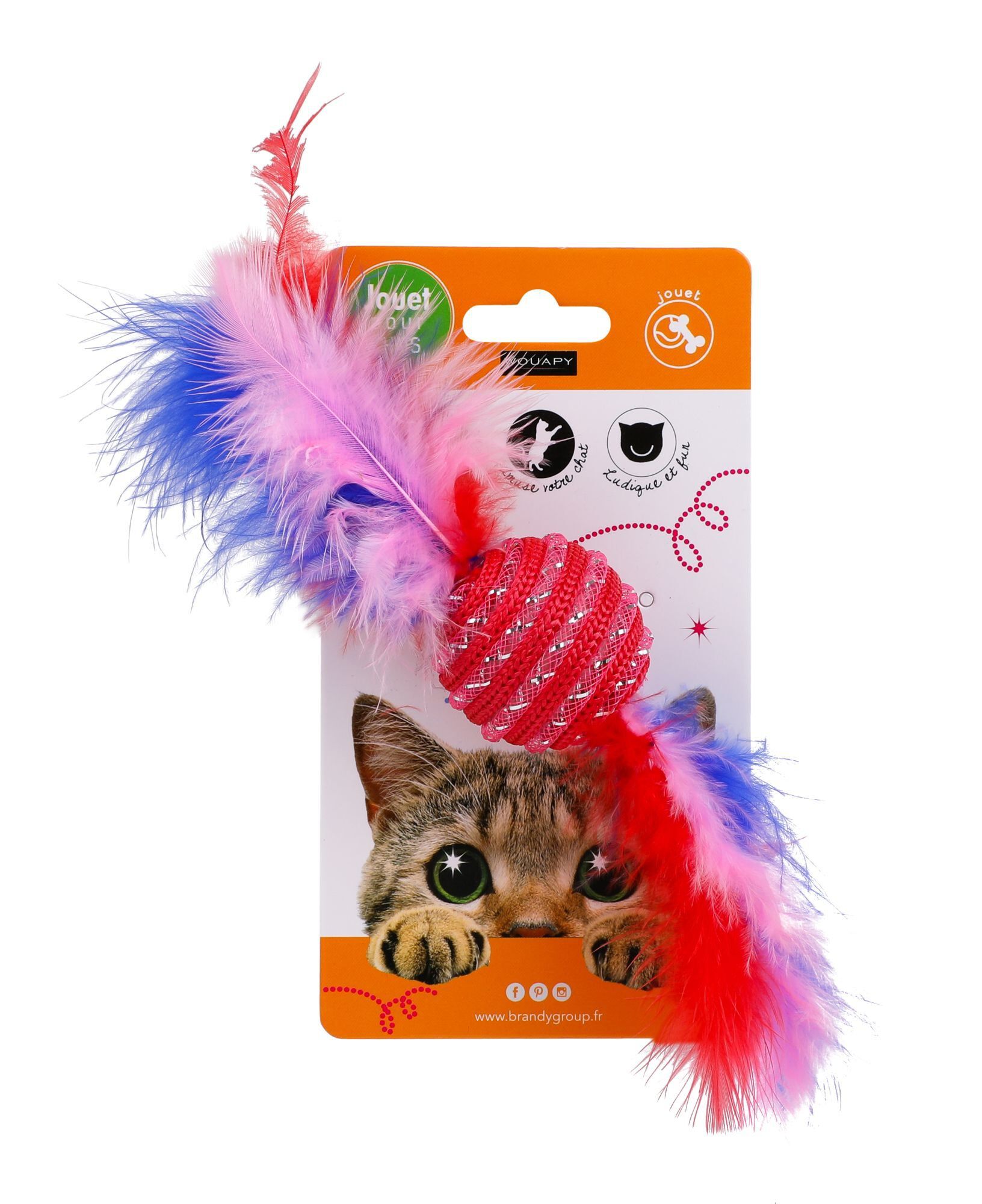 Wouapy -  Jouet Balle avec Plumes pour Chat - 25cm Image num&eacute;ro 2