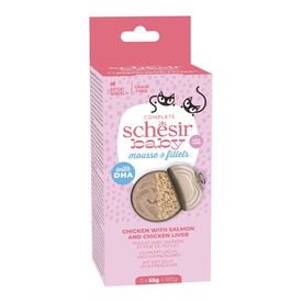 Schesir - Pâtée Baby Mousse Poulet et Saumon Pour Chats - 3x55g