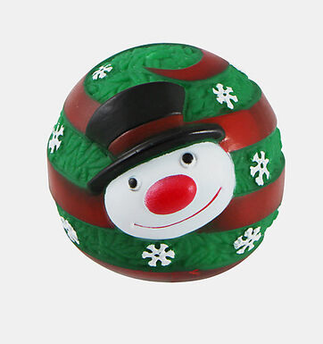 Christmas DOG TOY - Balle Vinyle Bonhomme de Neige pour Chien - 9cm