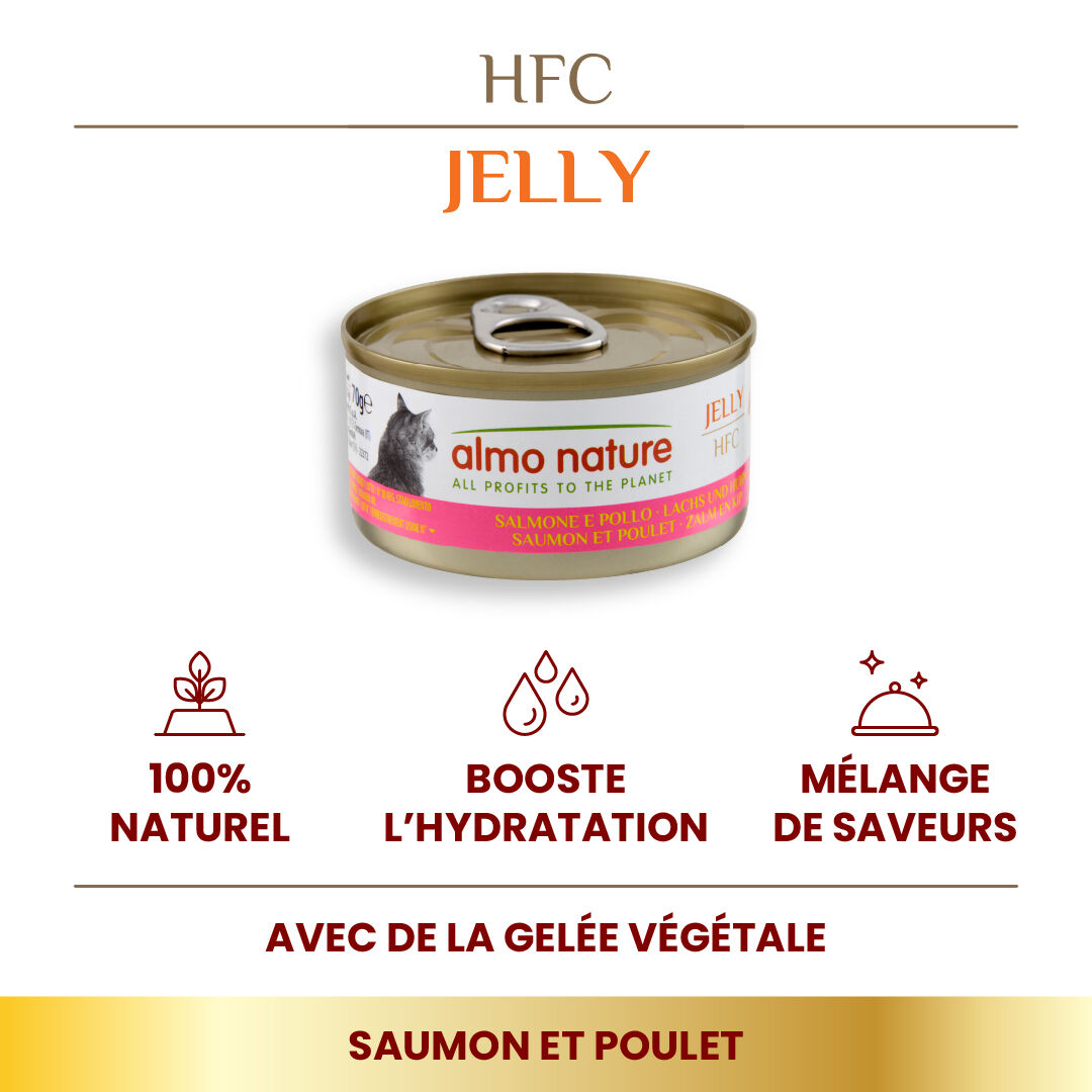 Almo Nature - P&acirc;t&eacute;e en Bo&icirc;te HFC Jelly Saumon et Poulet pour Chat - 70g Image num&eacute;ro 2