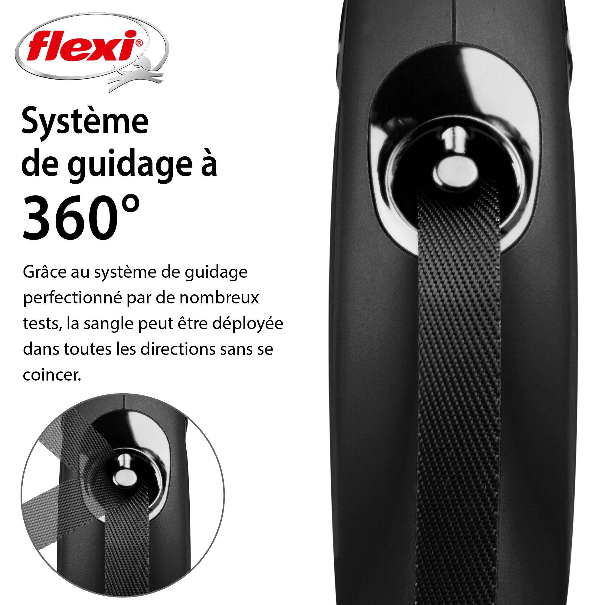Flexi - Laisse A Enrouleur Classic Sangle Noir M pour Chiens - 5m Image num&eacute;ro 4
