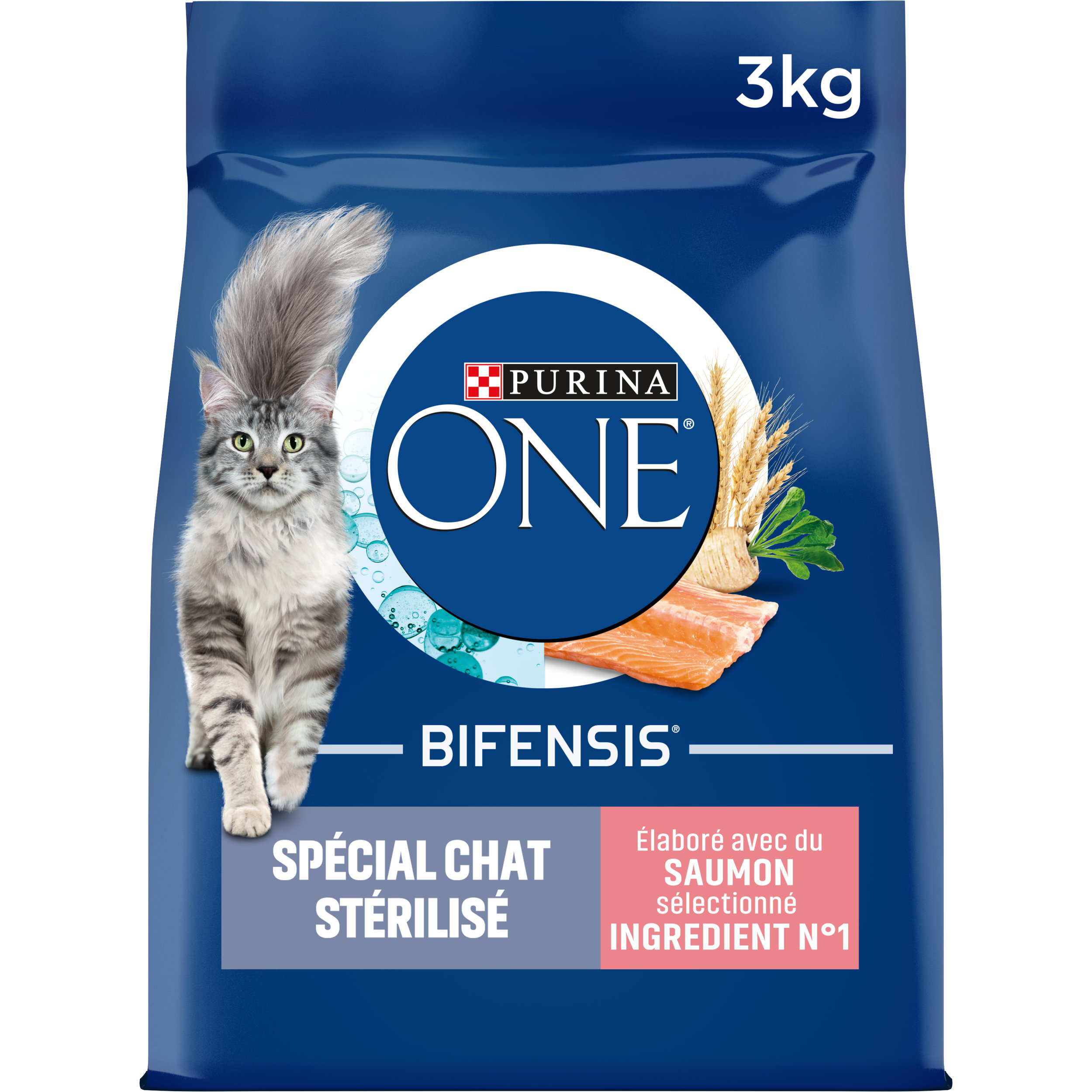 Purina One - Croquettes au Saumon et Bl&eacute; pour Chat Adulte St&eacute;rilis&eacute; - 3Kg Image num&eacute;ro 1
