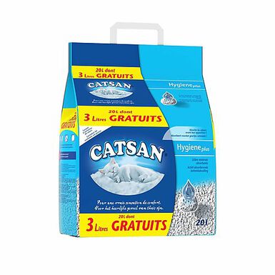 Catsan - Litière Minérale Hygiene Plus pour Chat - 20L dont 3L Gratuits