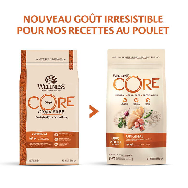 Wellness CORE - Croquettes Original Dinde et Poulet pour Chat - 1,75Kg Image numéro 4 Wellness CORE - Croquettes Original Dinde et Poulet pour Chat - 1,75Kg Image numéro 4