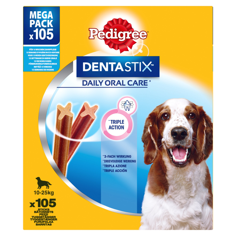 Pedigree - Batonnets à Mâcher Dentastix pour Chiens Moyens - x105 Image numéro 1 Pedigree - Batonnets à Mâcher Dentastix pour Chiens Moyens - x105 Image numéro 1
