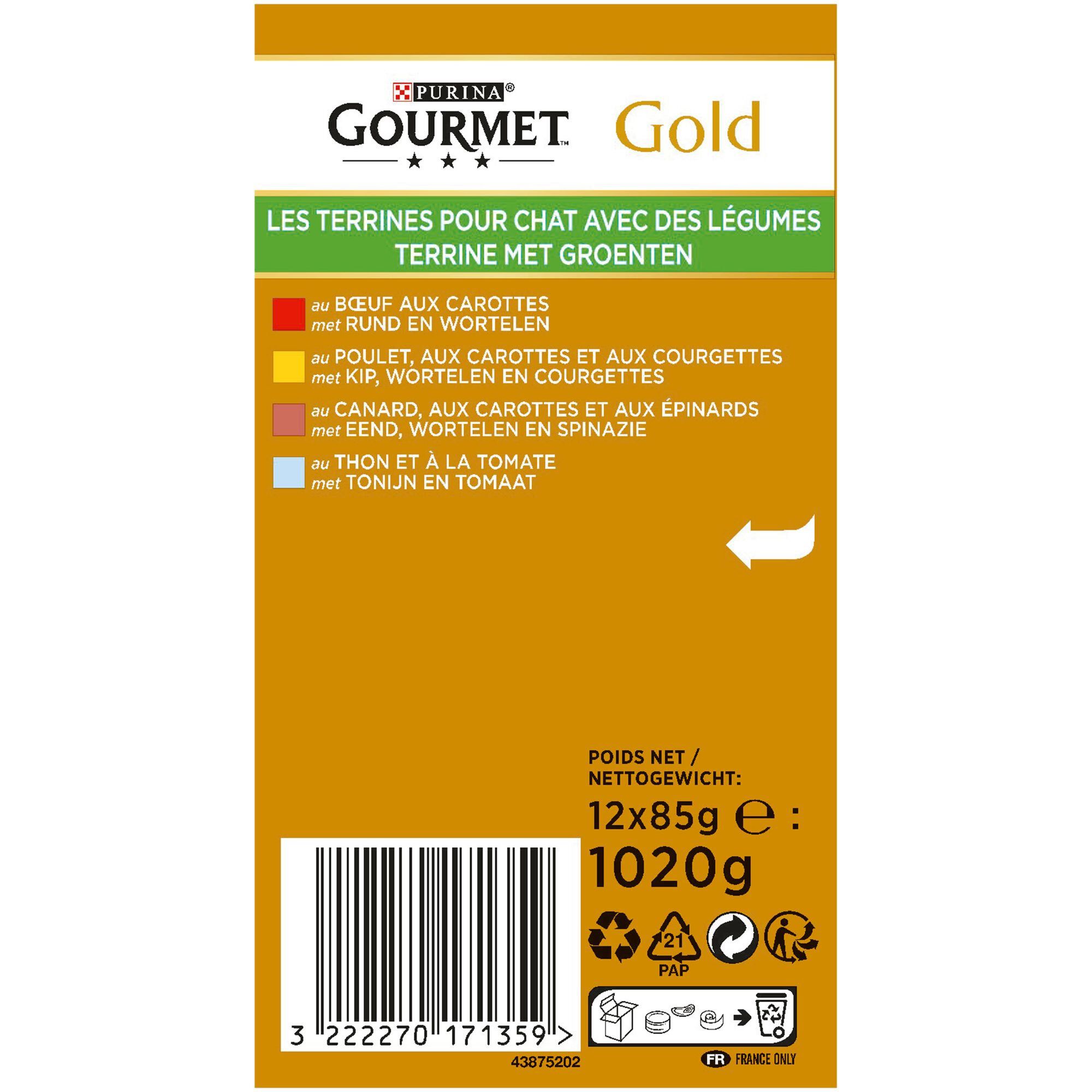 Gourmet - Les Terrines Gold aux aux L&eacute;gumes pour Chat - 12x85g Image num&eacute;ro 3