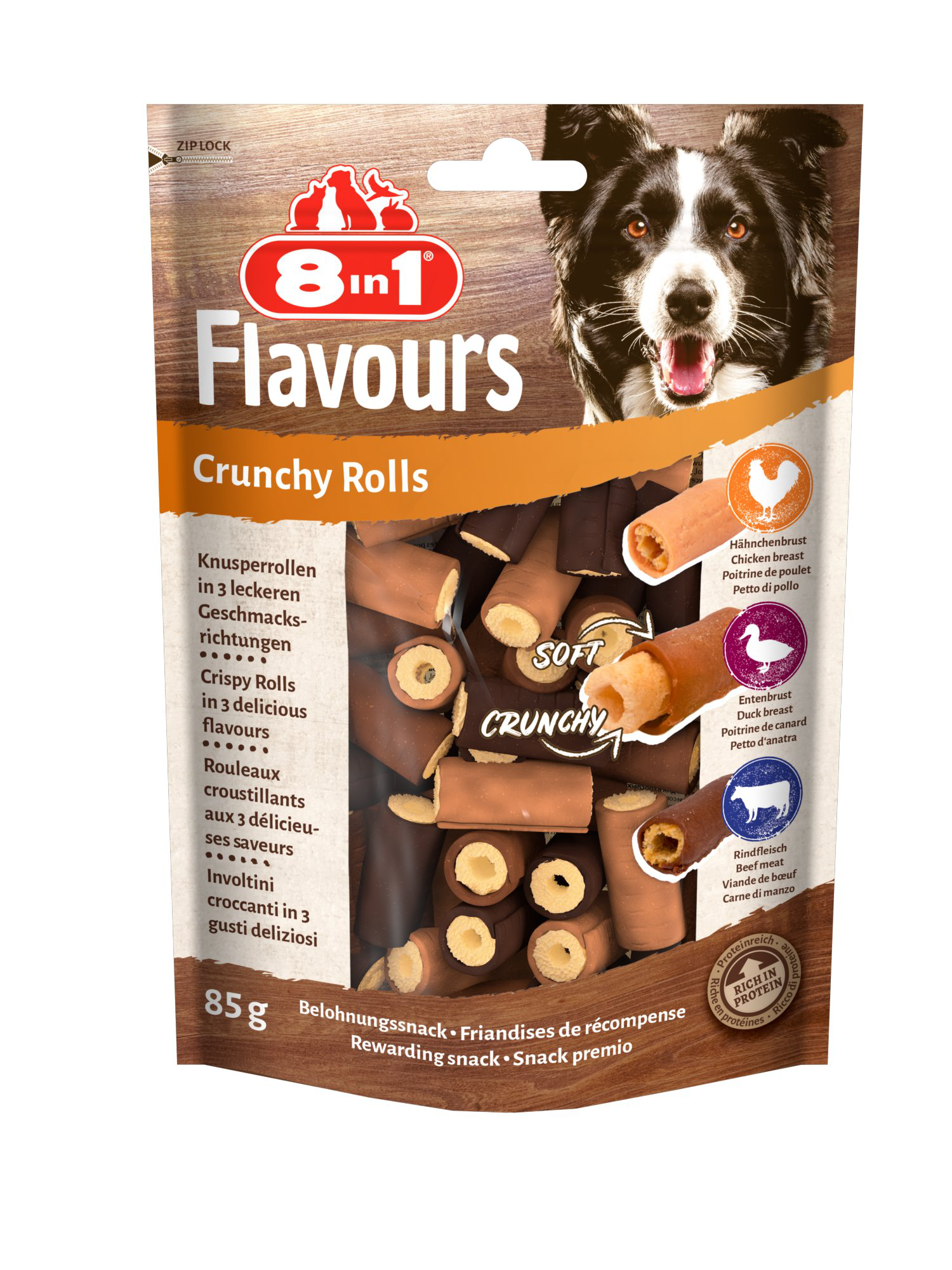 8in1 - Friandises Petits Rouleaux Croustillants pour Chien - 85g Image num&eacute;ro 1