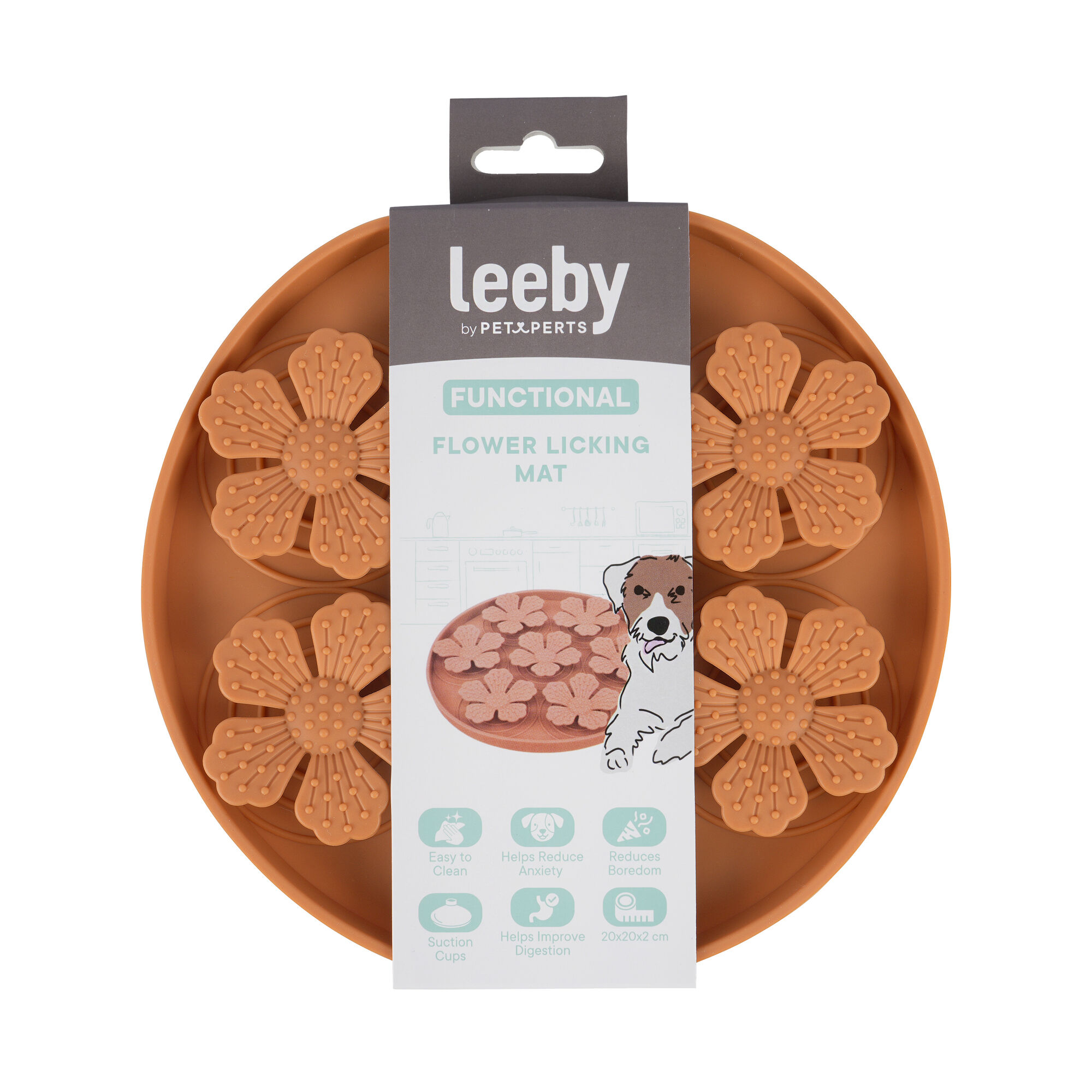 Leeby - Tapis &agrave; L&eacute;cher Fleurs pour Chiens - Orange Image num&eacute;ro 1