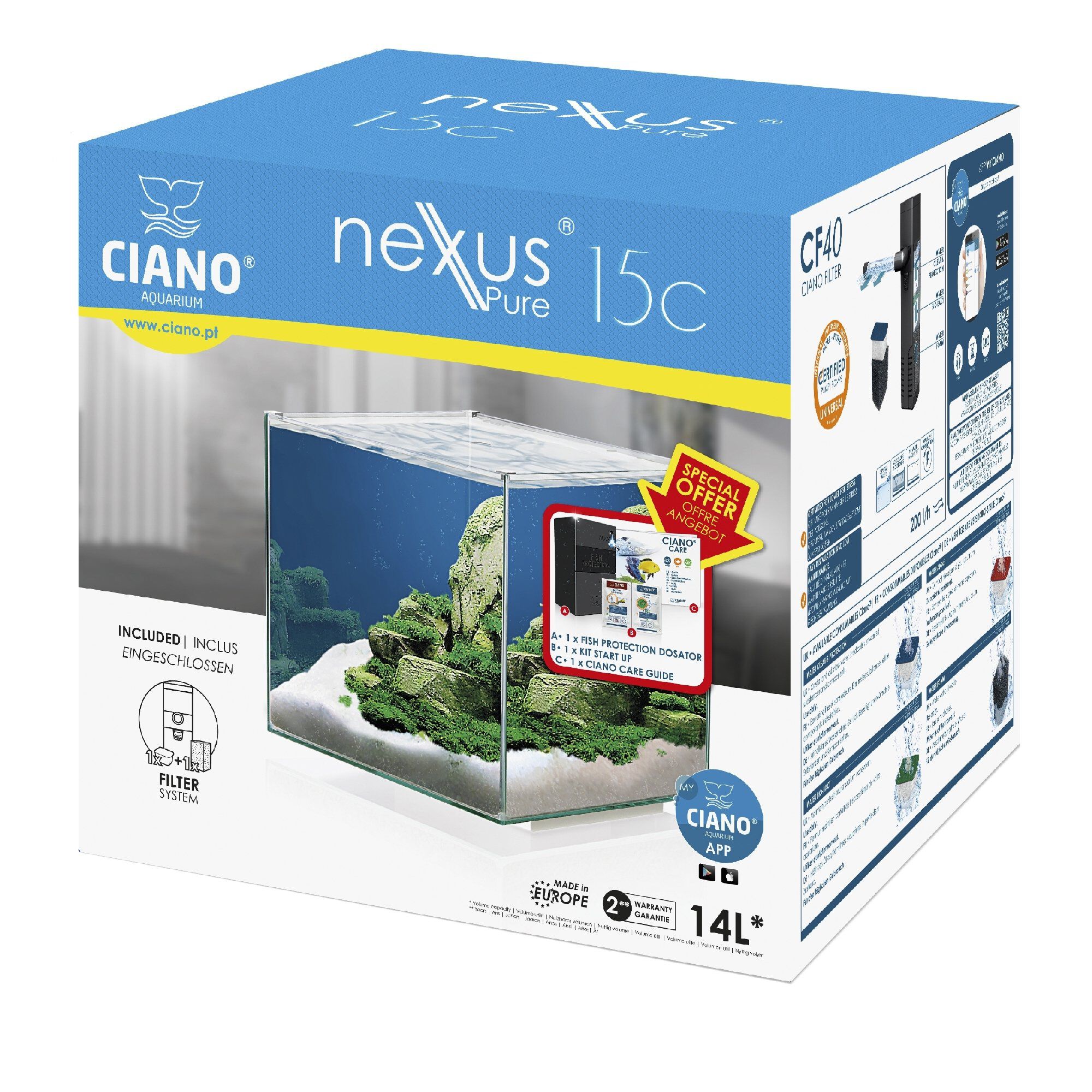 Ciano - Aquarium Nexus Pure Cube Classic 15C - Blanc - 25X25X26,6CM Image num&eacute;ro 2