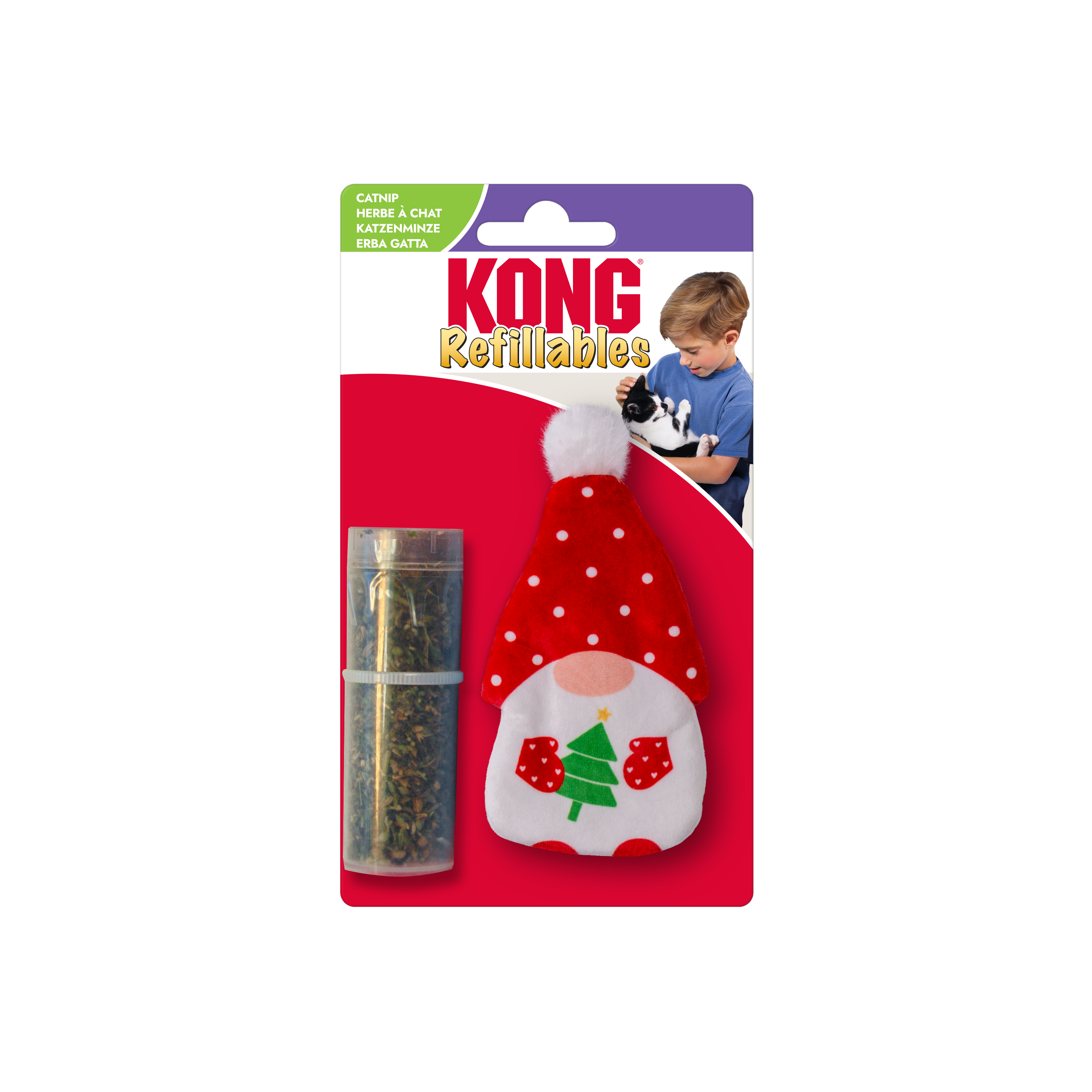 Kong - Jouet Holiday Refillables Gnome Herbe &agrave; Chat Image num&eacute;ro 1