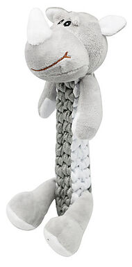 Animalis - Jouet Peluche et Corde Tressée Rhinocéros pour Chien - 30cm