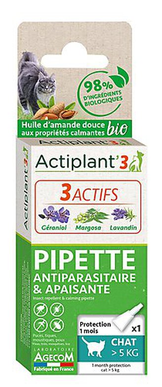 ActiPlant'3 - Pipette Antiparasitaire et Apaisante Bio pour Chat - x1 image number null
