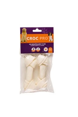 Croc Pro - Os Noués Blanc 11cm pour Chiens - x2
