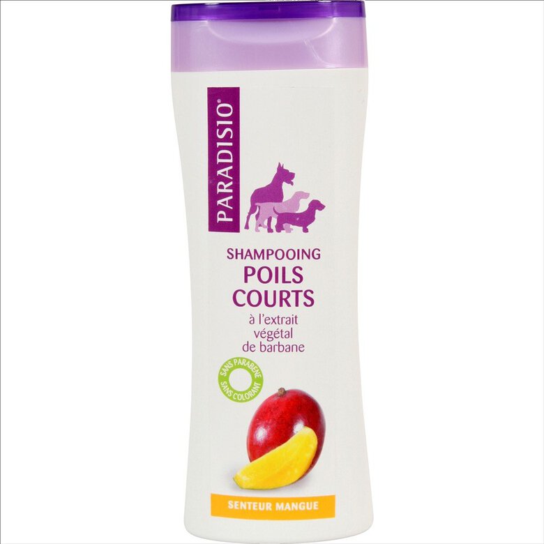 Paradisio - Shampoing Poils Courts Senteur Mangue pour Chien - 250ml Image numéro 1 Paradisio - Shampoing Poils Courts Senteur Mangue pour Chien - 250ml Image numéro 1